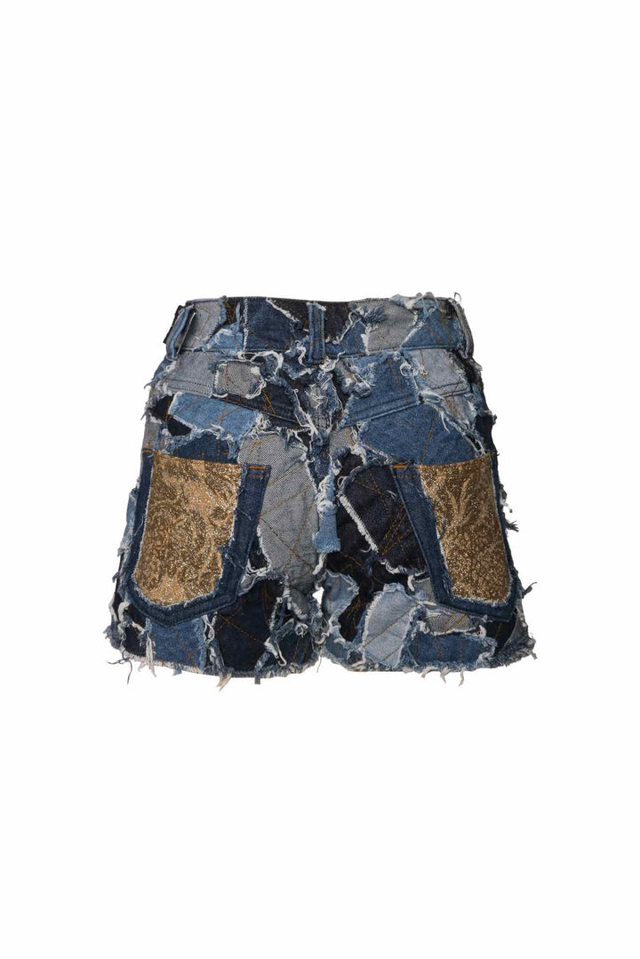 Dolce & Gabbana Size 25 Collection Patchwork Denim Shorts