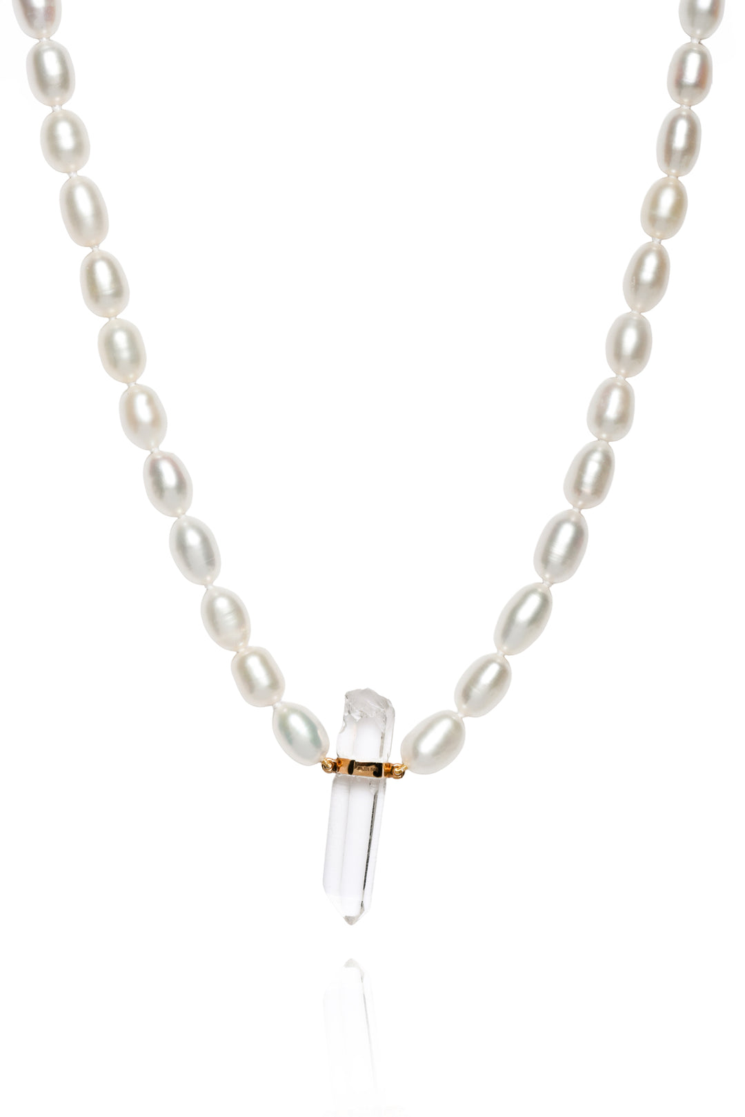 Jia Jia Ocean Vertical Pearl Crystal Quartz Charm Necklace