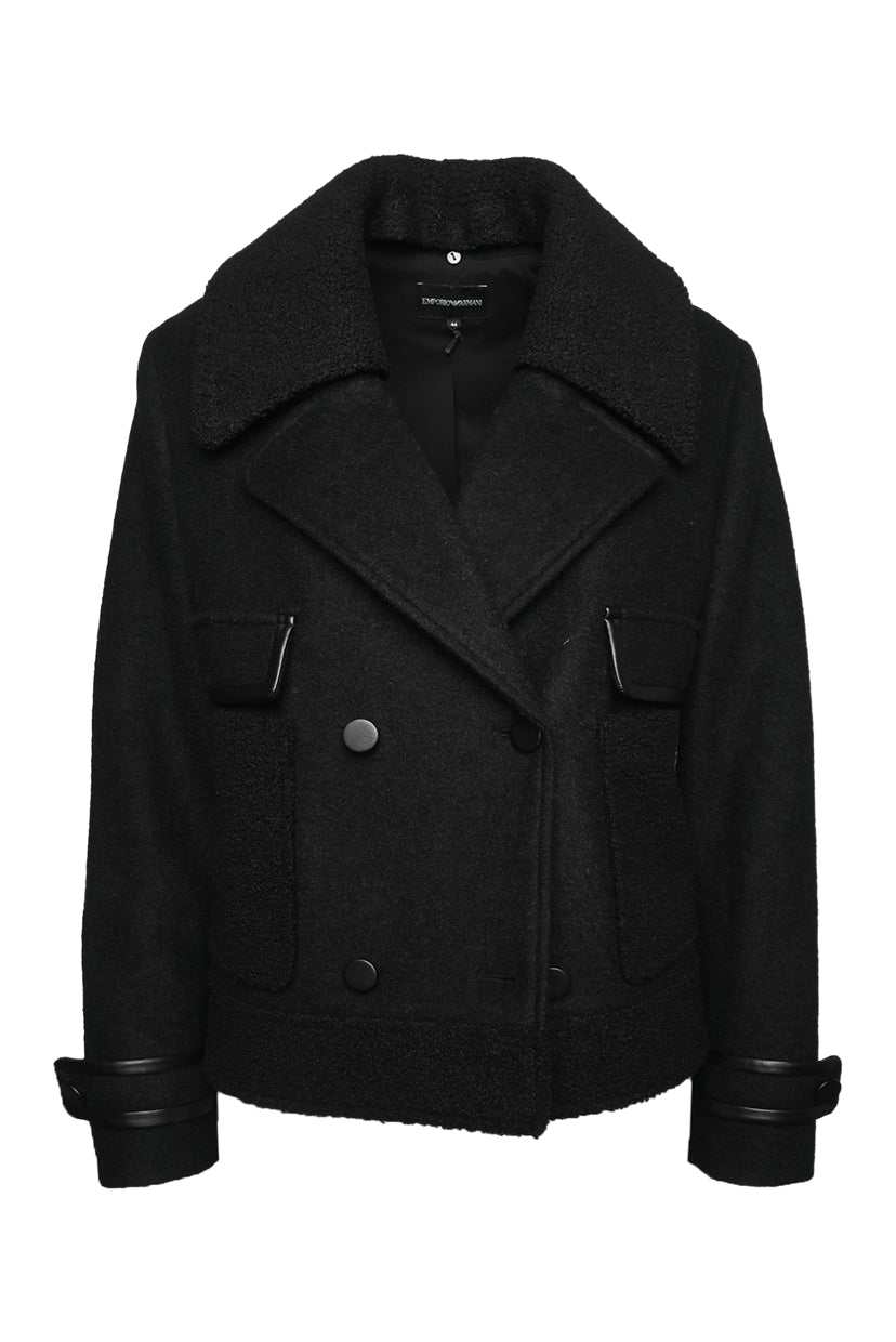 Emporio Armani Size 44 Cropped Wool-Blend Peacoat