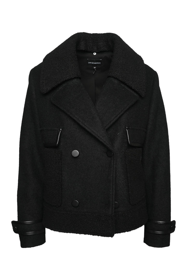 Emporio Armani Size 44 Cropped Wool-Blend Peacoat