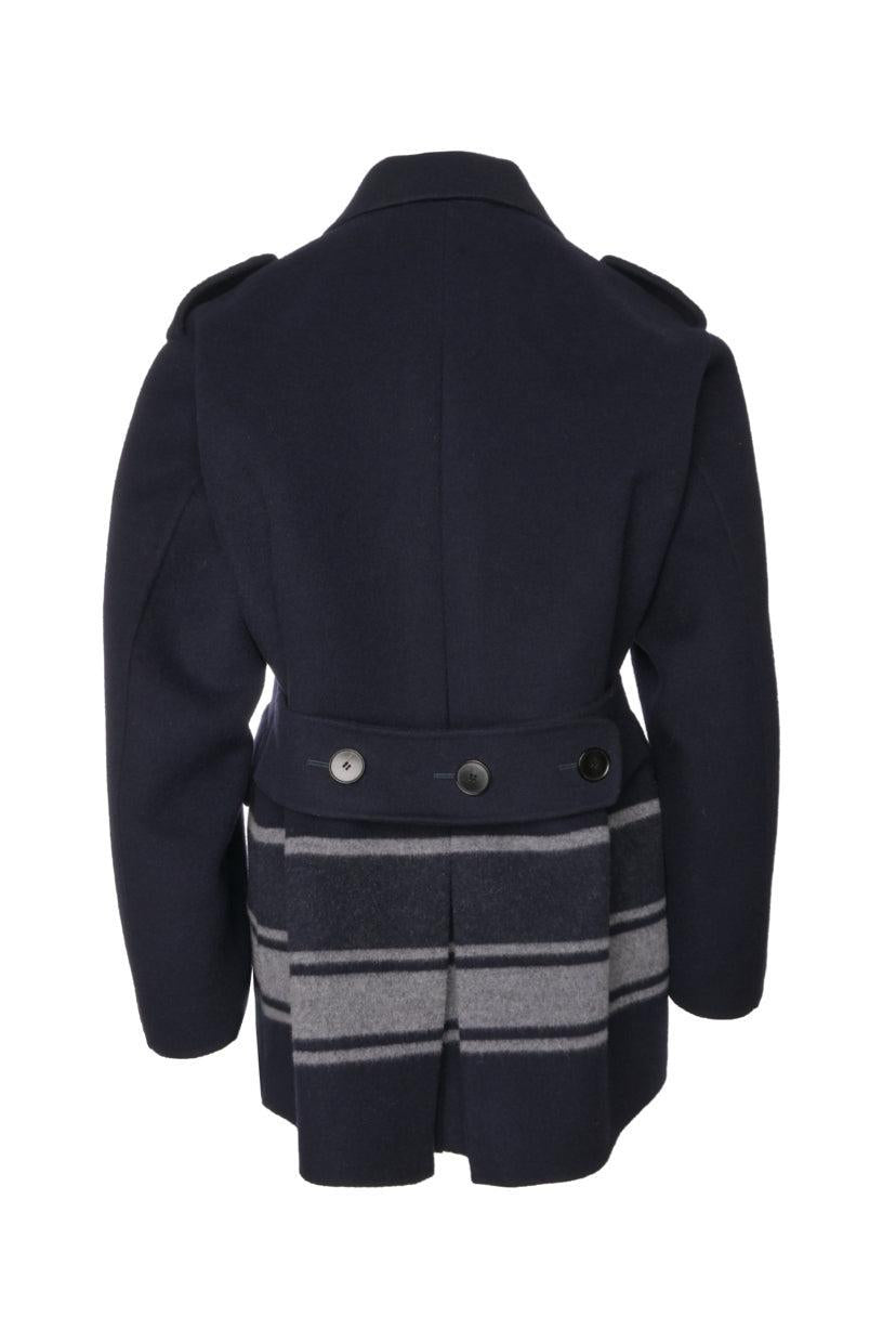 Christian Dior Size 4 Double Breasted Striped Logo Short Coat