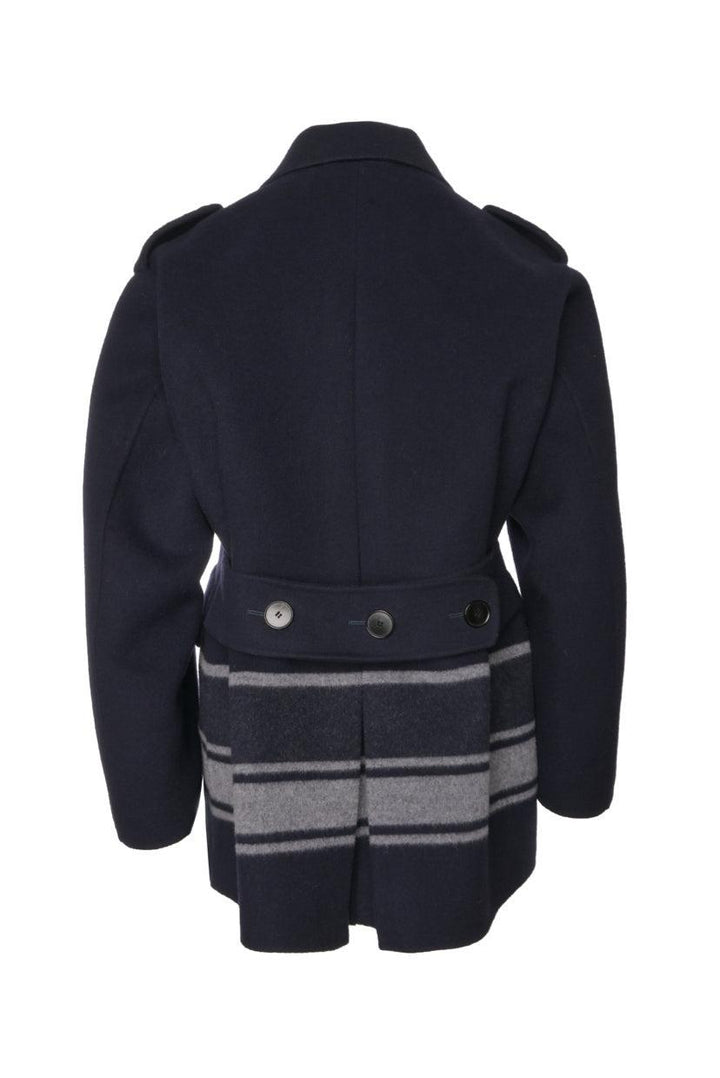 Christian Dior Size 4 Double Breasted Striped Logo Short Coat