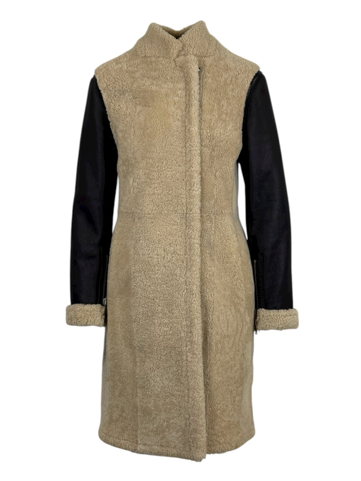 3.1 Phillip Lim Size 0 Collarless Shearling Coat