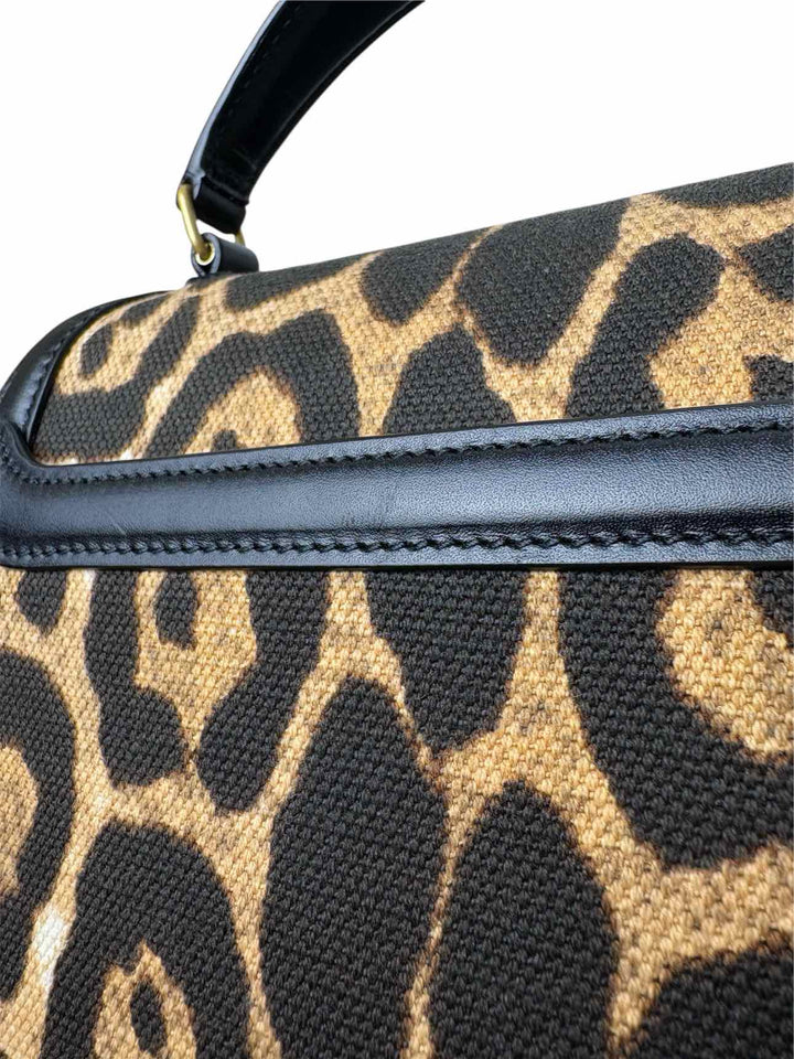 Saint Laurent Cassandra Mini Leopard Print Canvas w/Leather Purse
