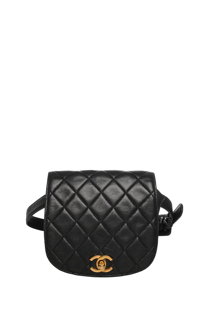 Chanel 1989-1991 Vintage Quilted CC Belt Bag