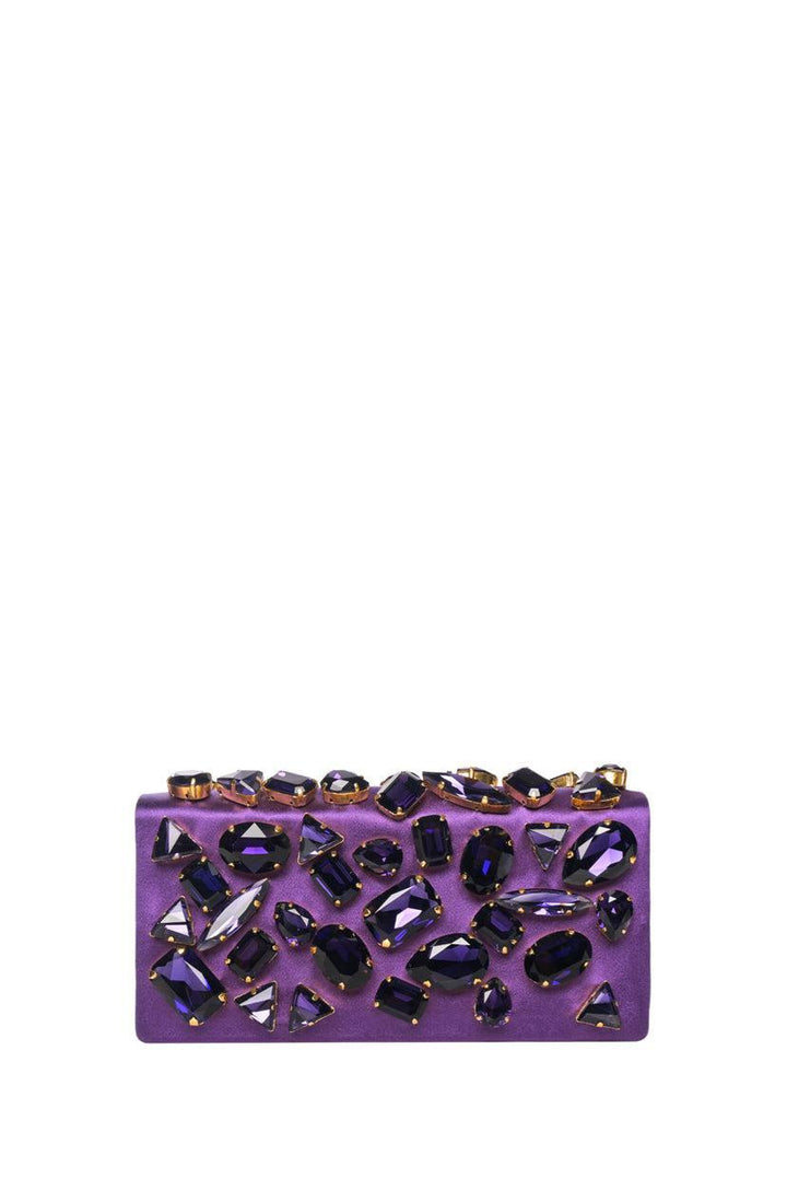 Prada Crystal Embellished Satin Clutch