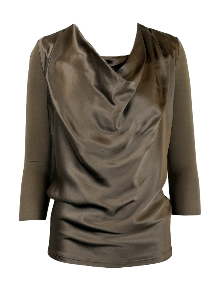 Givenchy Size XS Silk Cowl Neck Quarter Sleeve Tops