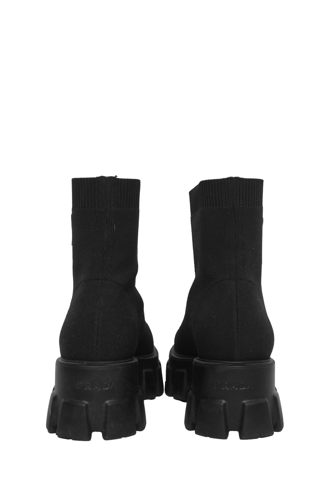 Prada Size 38.5 Monolith Lug Sole Knit Booties