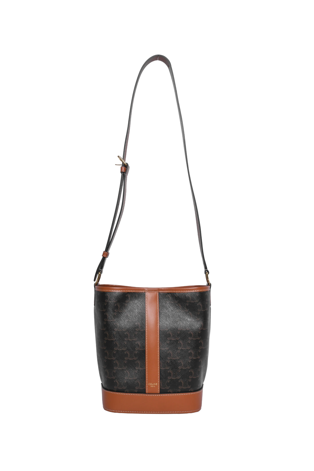 Celine Triomphe Canvas & Calfskin Small Bucket Bag