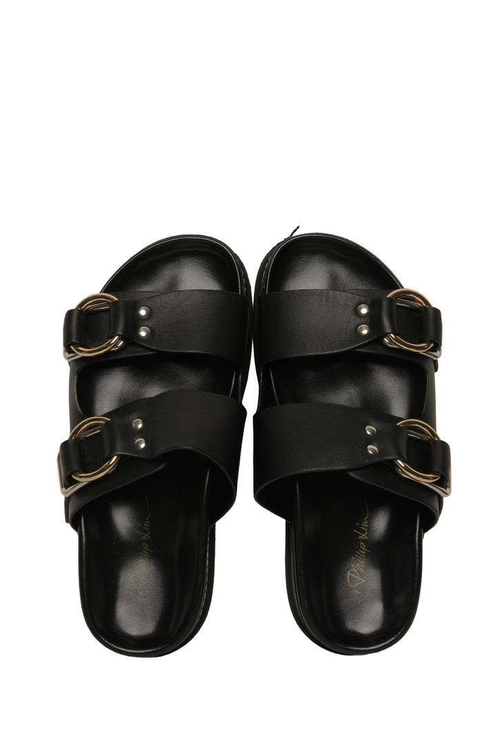 3.1 Phillip Lim Size 37 Freida Platform Double Buckle Slide Sandals
