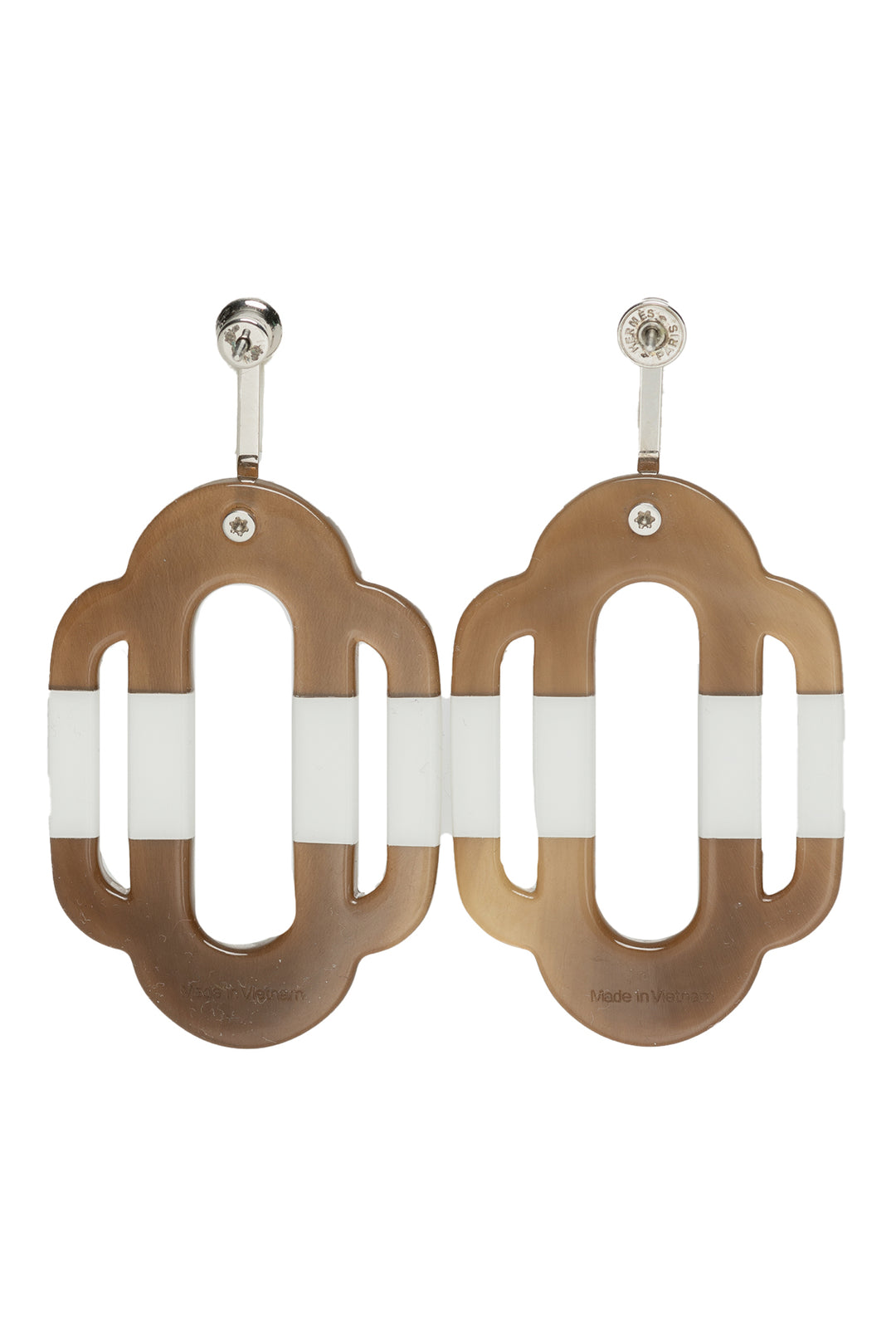 Hermes Buffalo Horn Lacquer Attelage Earrings