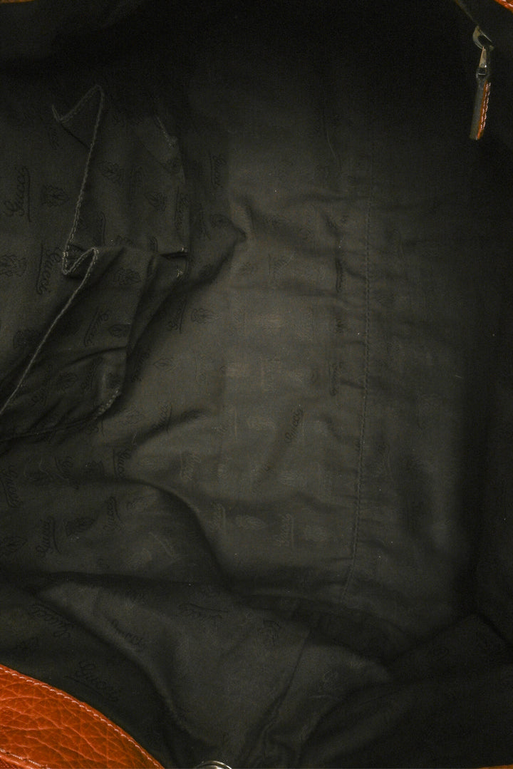 Gucci Textured Leather Bamboo Bar Tote