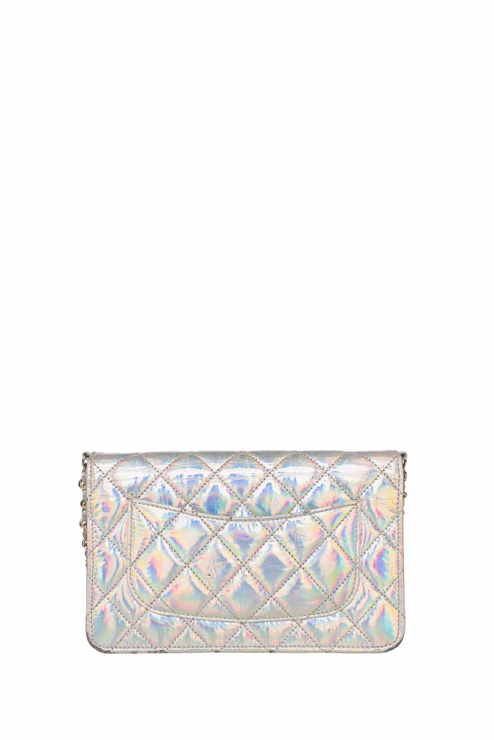 Chanel 2021 Iridescent Goatskin Quilted Wallet On Chain