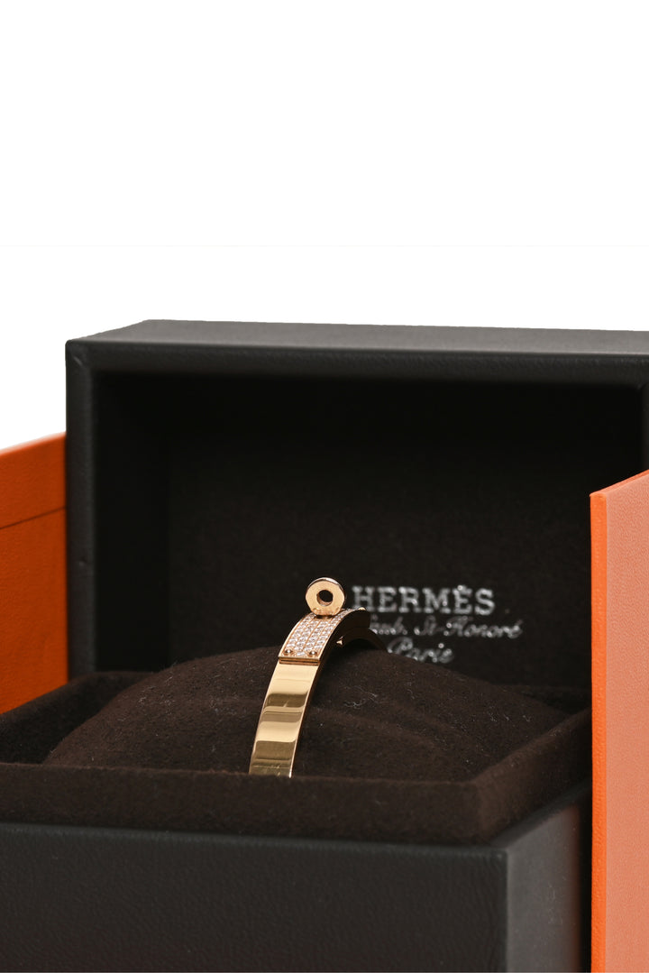 Hermes Size SH 2023 18K Rose Gold Kelly Diamond Bracelet