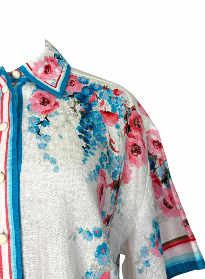 Zimmermann Size 2 Halcyon Oversized Linen Blouse