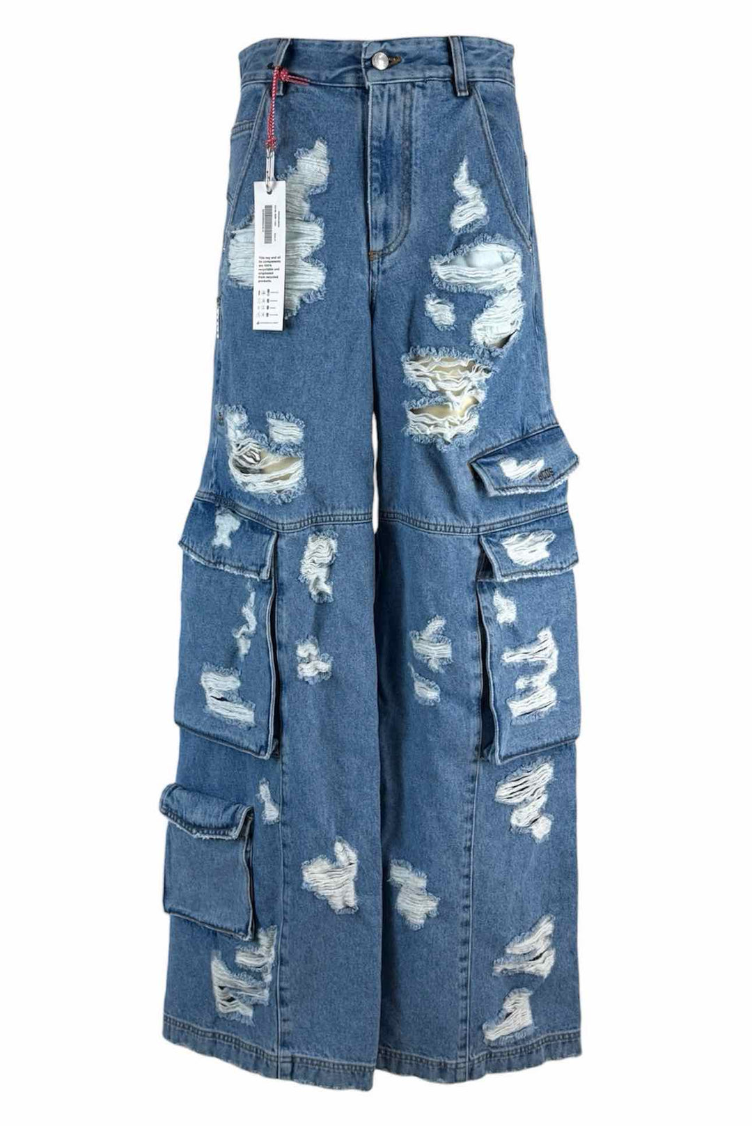 GCDS Size 31 Distressed Wide Leg Jeans