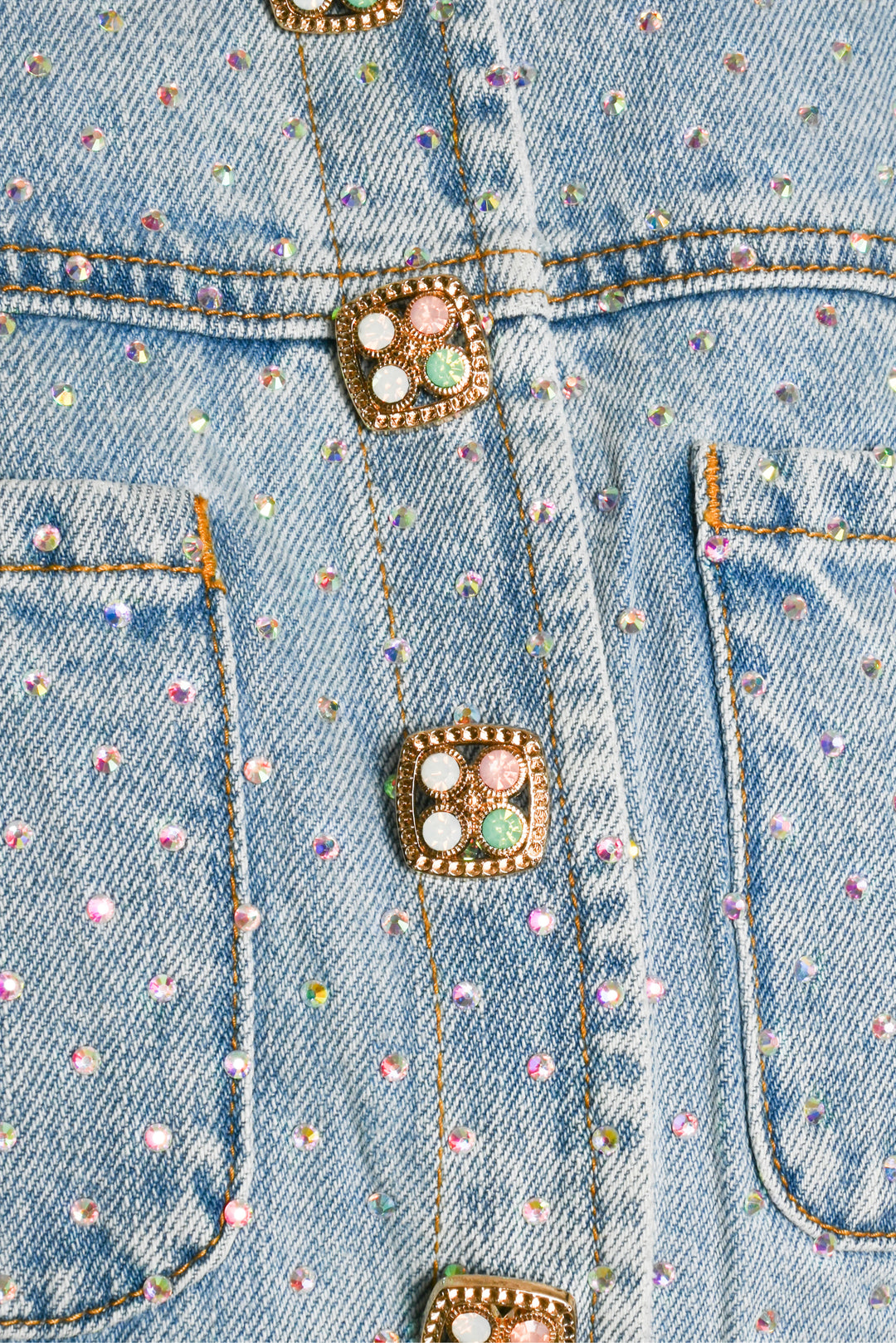 Self Portrait Size 4 Rhinestone Denim Crop Tops