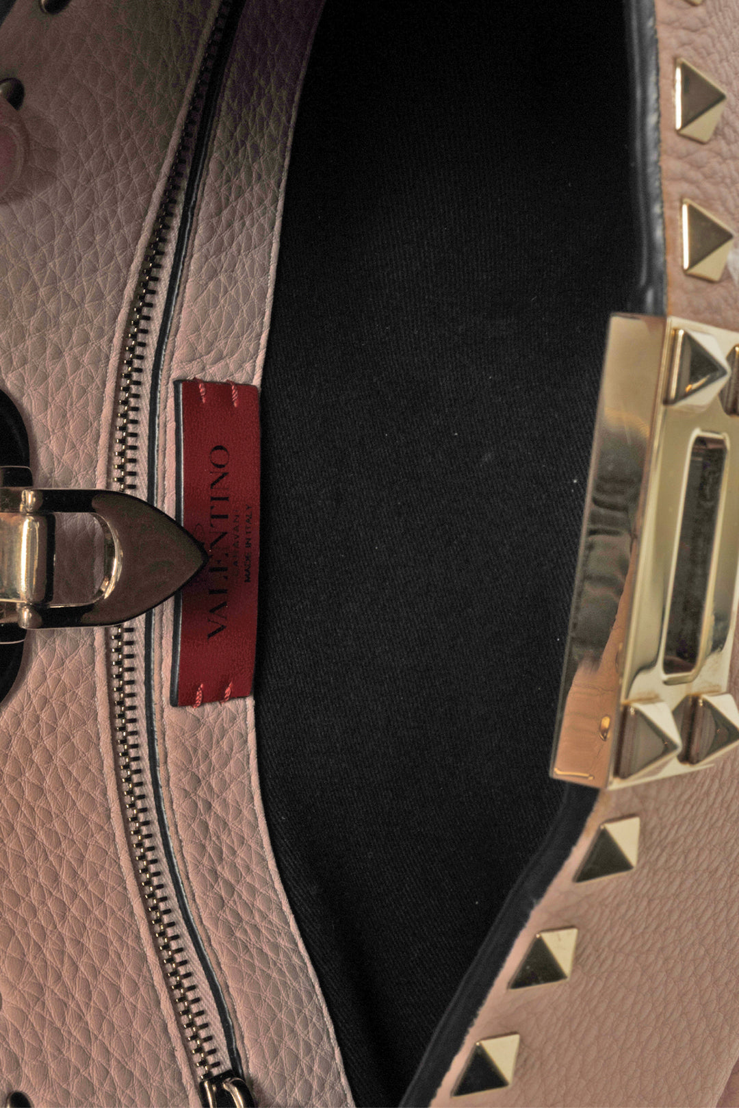 Valentino Pebbled Calfskin Small Rockstud Flip Lock Hobo