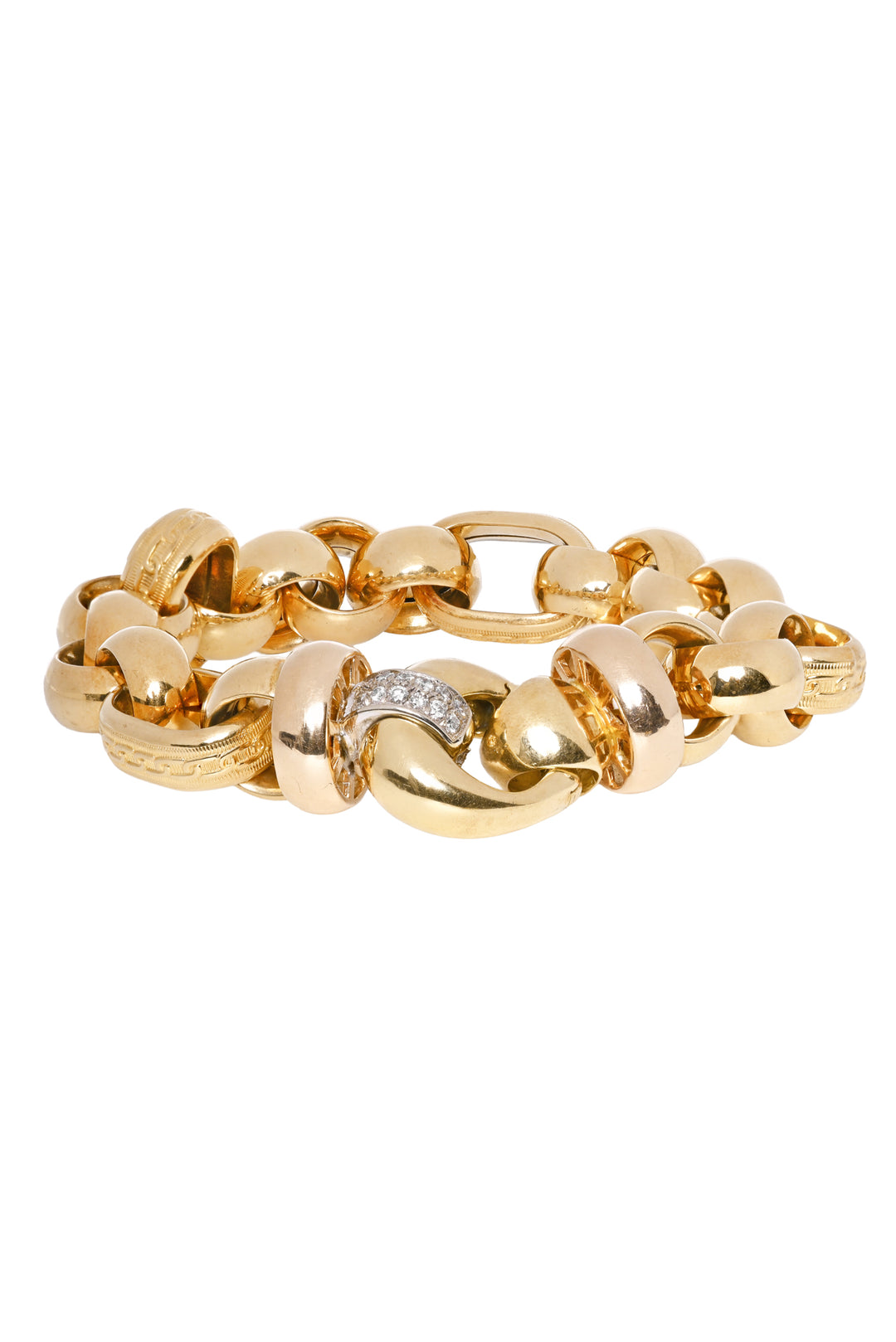 18K White, Yellow and Rose  Gold Bracelet With Diamonds