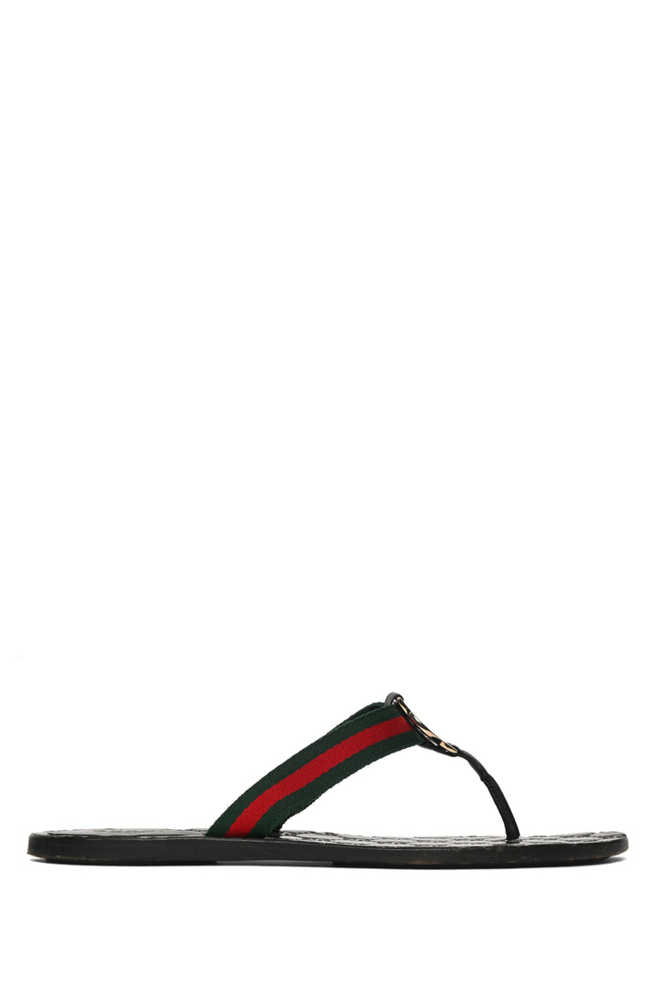 Gucci Size 39 GG Embossed Leather & Web Thong Sandals