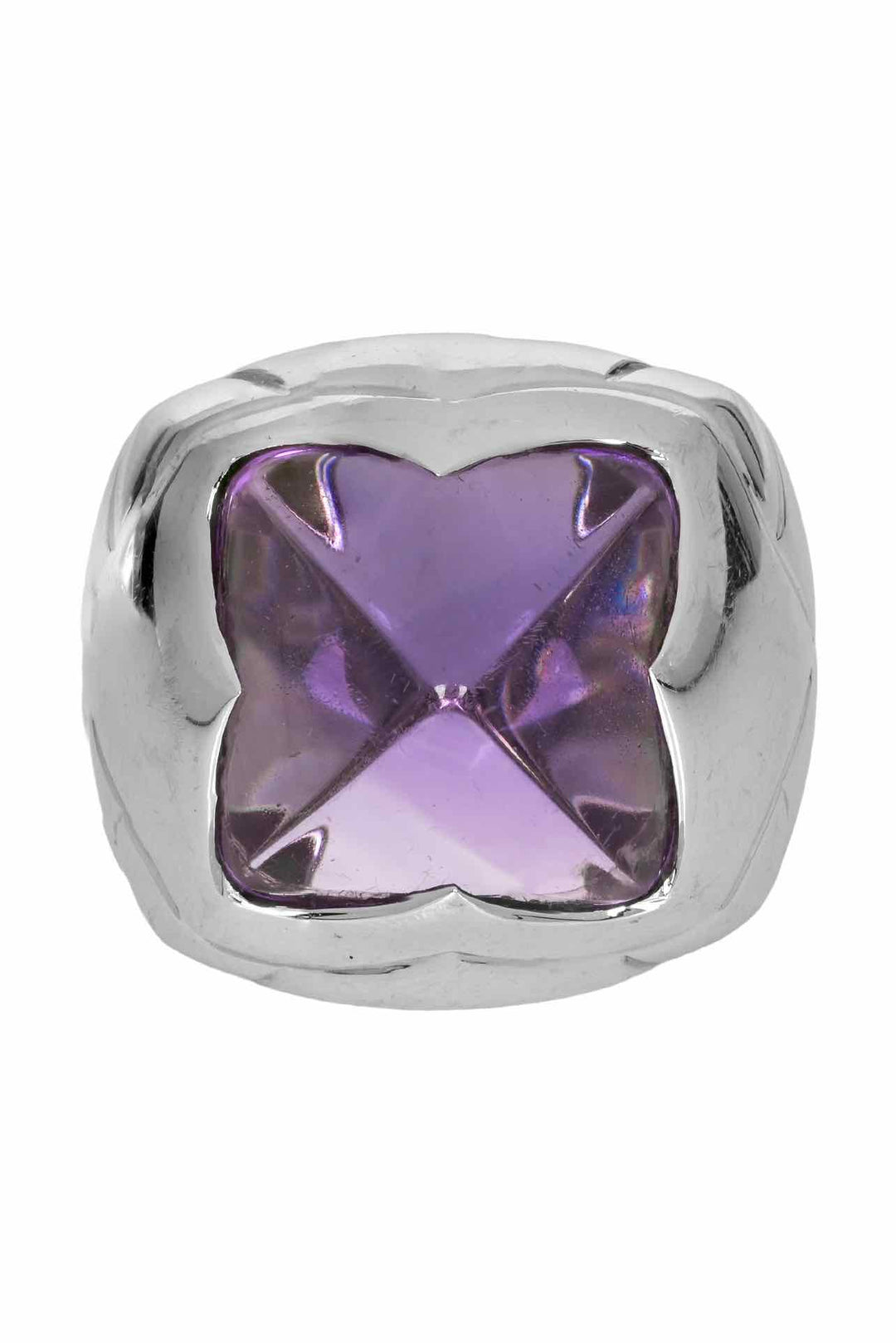 Bvlgari Size 5.5 18K White Gold & Amethyst Pyramid Ring