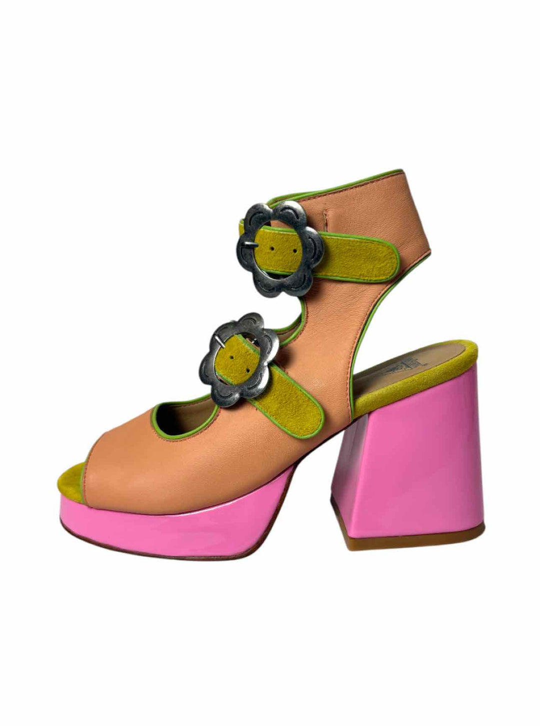 John Fluevog Size 8 Picnic Charleson Multi Floral Buckle Sandals