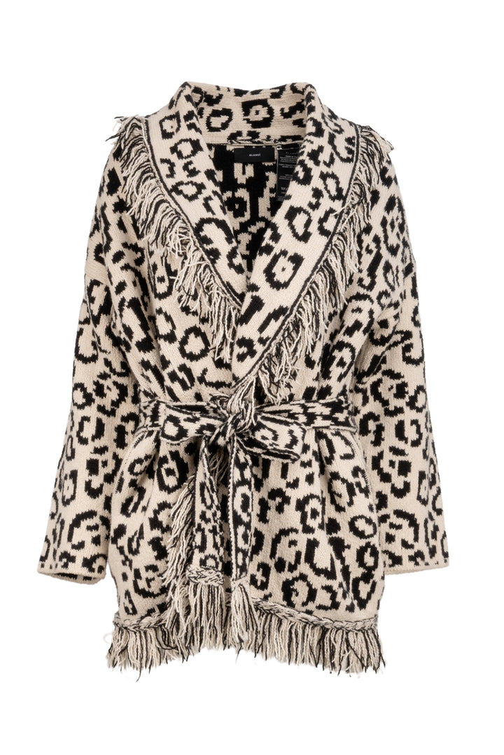 ALANUI Size XS Leopard Print Raw Cotton Macula Cardigan