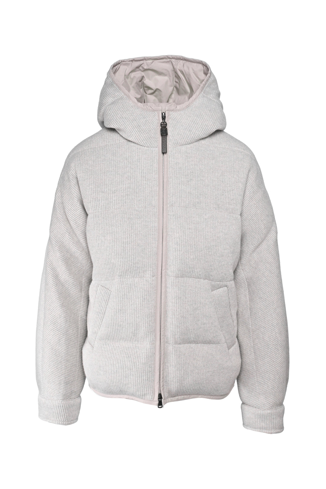 Brunello Cucinelli Size 40 Cashmere-Blend Padded Zip-Up Hooded Jacket