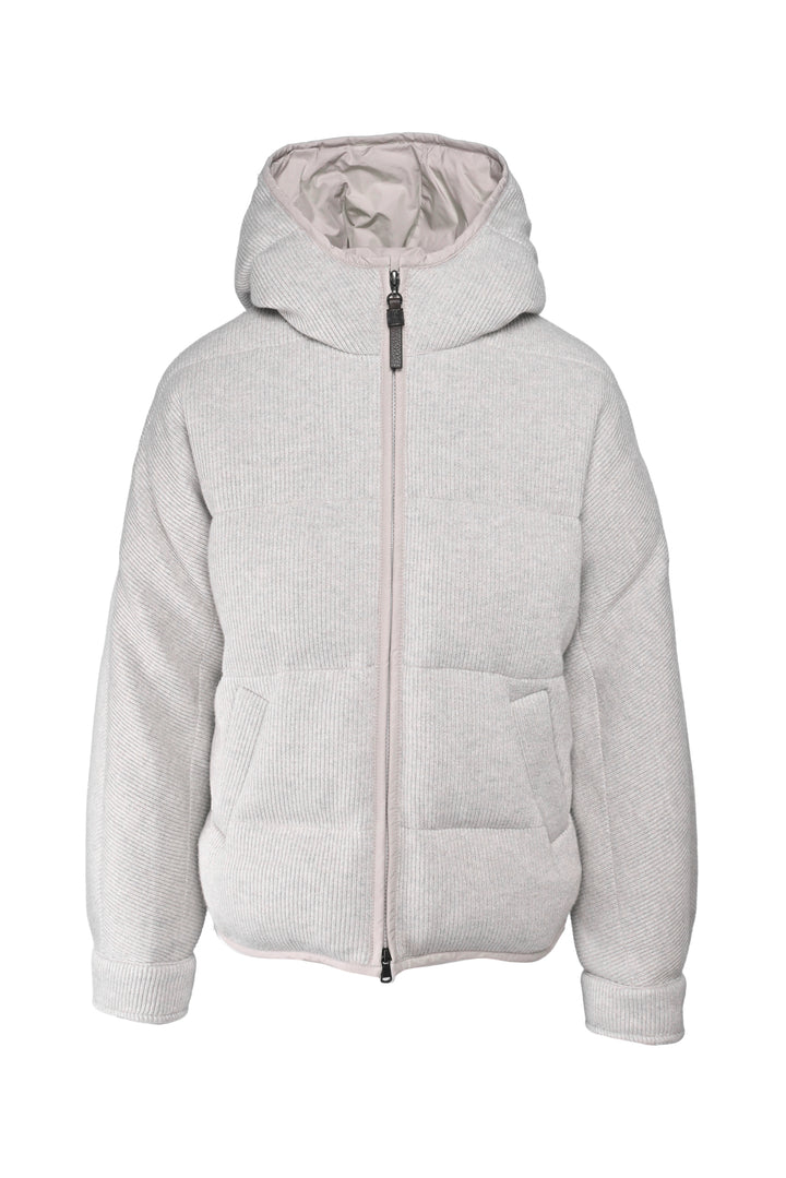 Brunello Cucinelli Size 40 Cashmere-Blend Padded Zip-Up Hooded Jacket