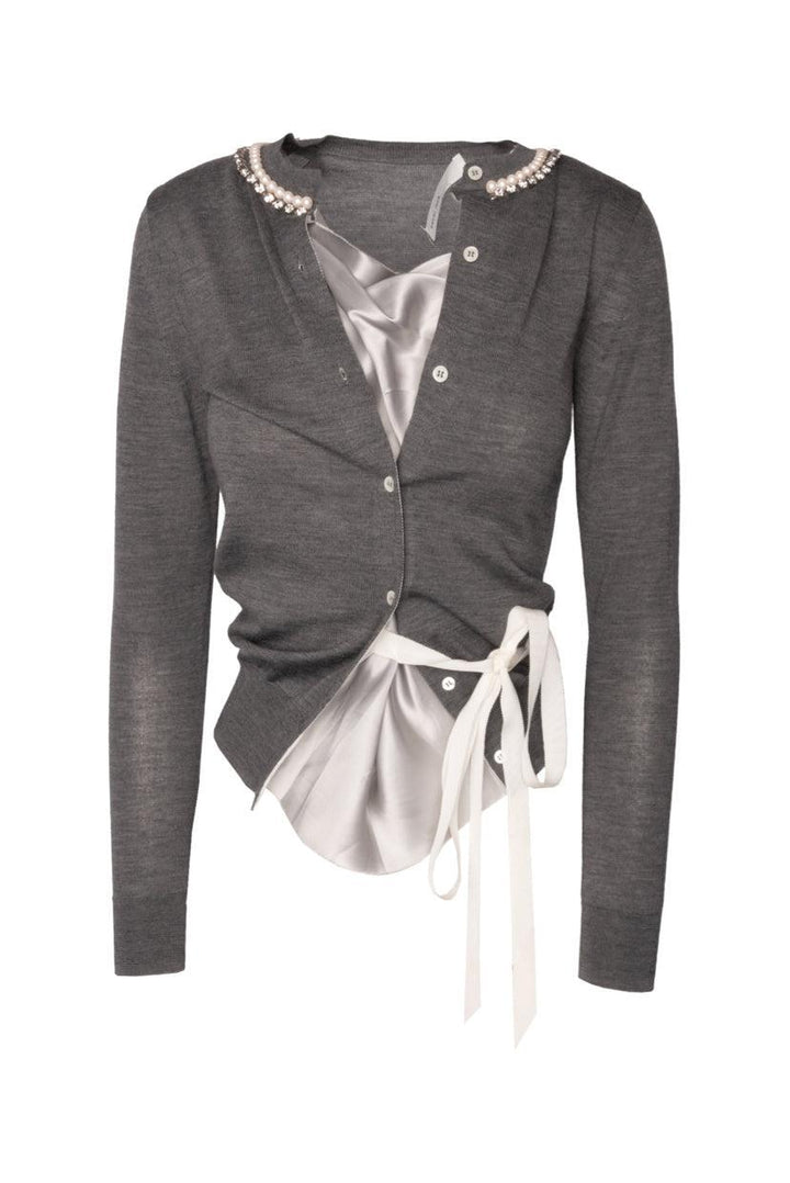 Sacai Luck Size 1 Wool & Cupro Embellished Top Cardigan