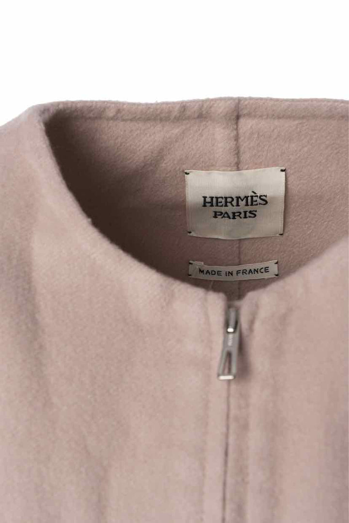 Hermes Size 34 Collarless Cashmere Coat