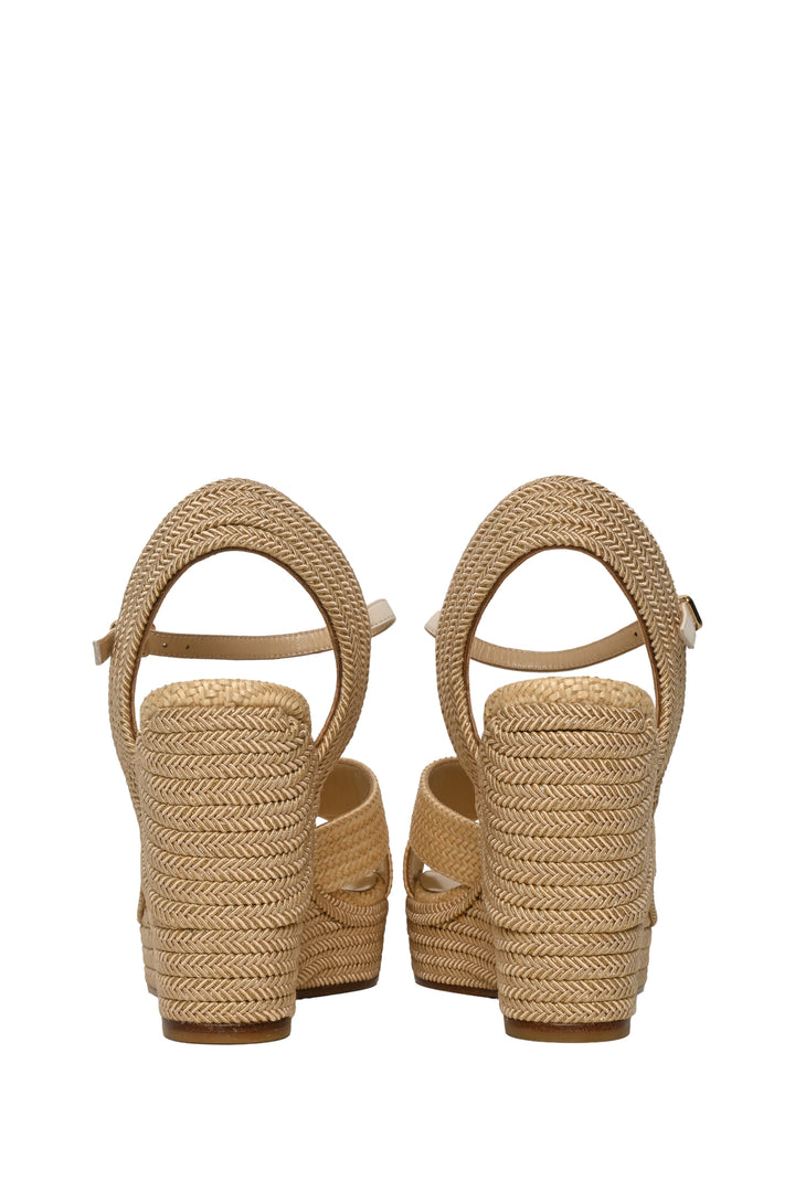 Jimmy Choo Size 38.5 Dellena 100 Natural Mix Raffia Wedges
