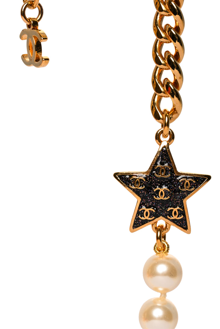 Chanel 2024 Faux Pearl & Crystal CC Star Choker Necklace