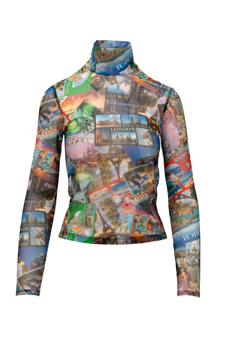 Balenciaga Size 4 2020 Postcard Mesh Turtleneck Tops