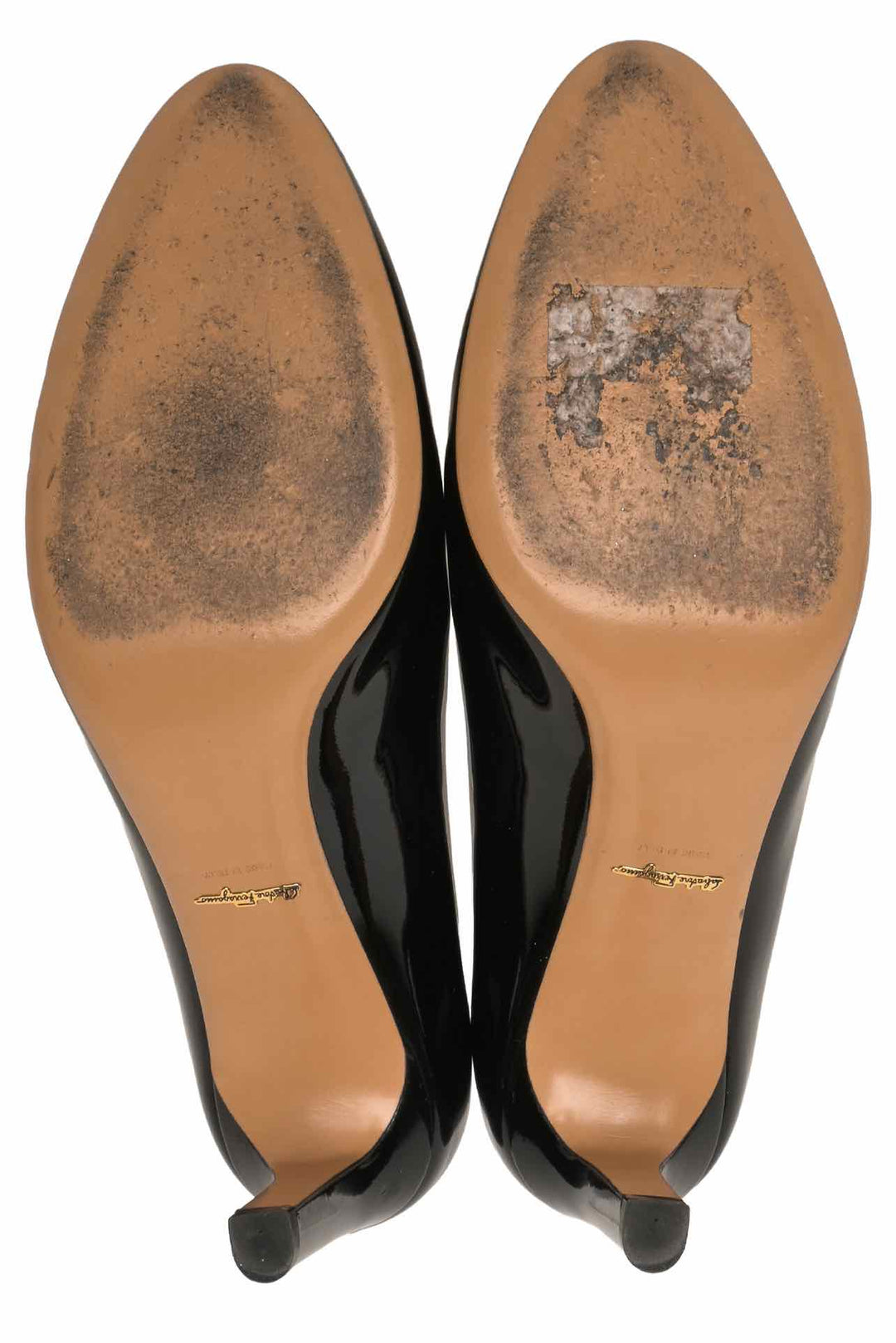 Salvatore Ferragamo Size 9 Almond-Toe Patent Leather Pumps