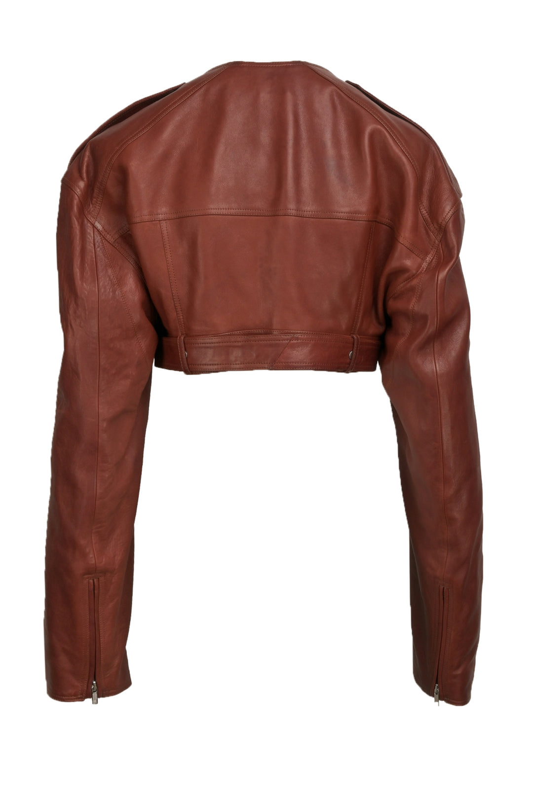 Rick Owens Size 2 Micro Biker Cropped Leather Jacket