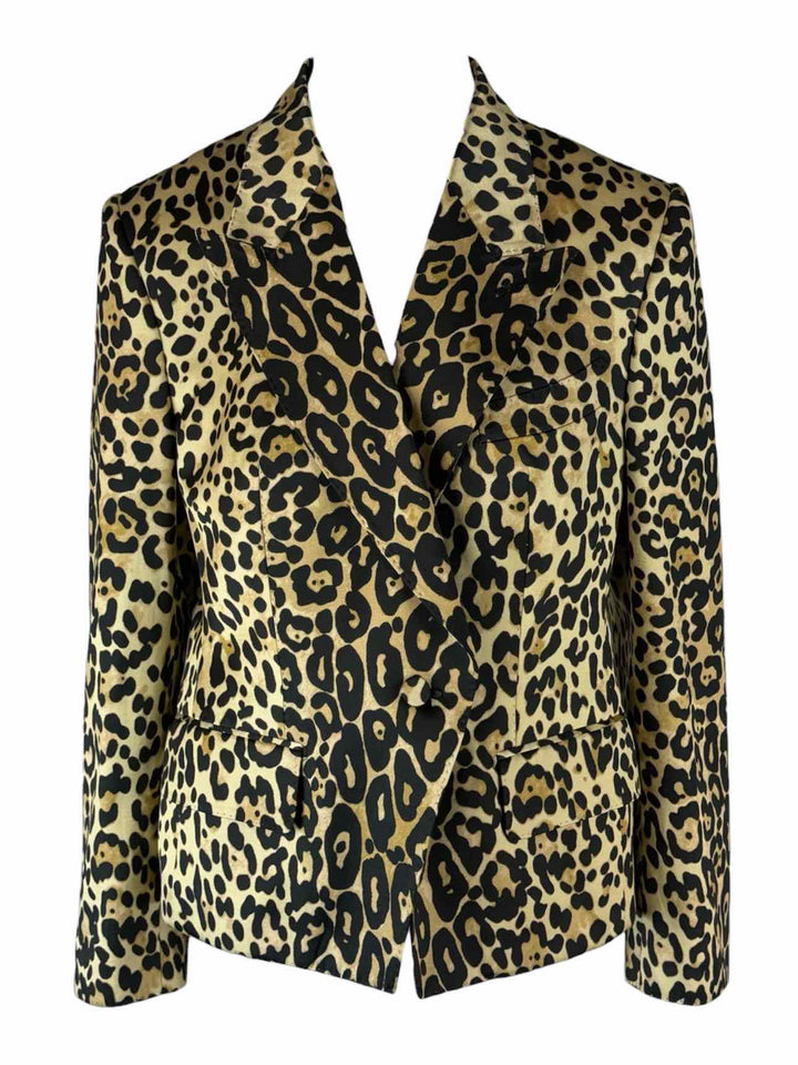 Tom Ford Size 48 Leopard Print Cotton-Blend Blazer