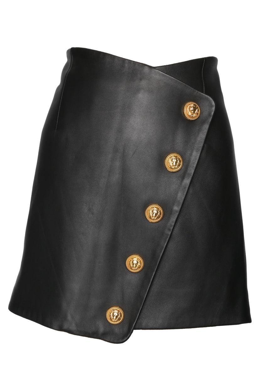 Balmain Button Detail Wrap Mni Skirt