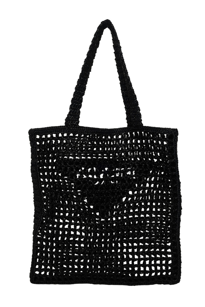 Prada Woven Raffia Logo Tote