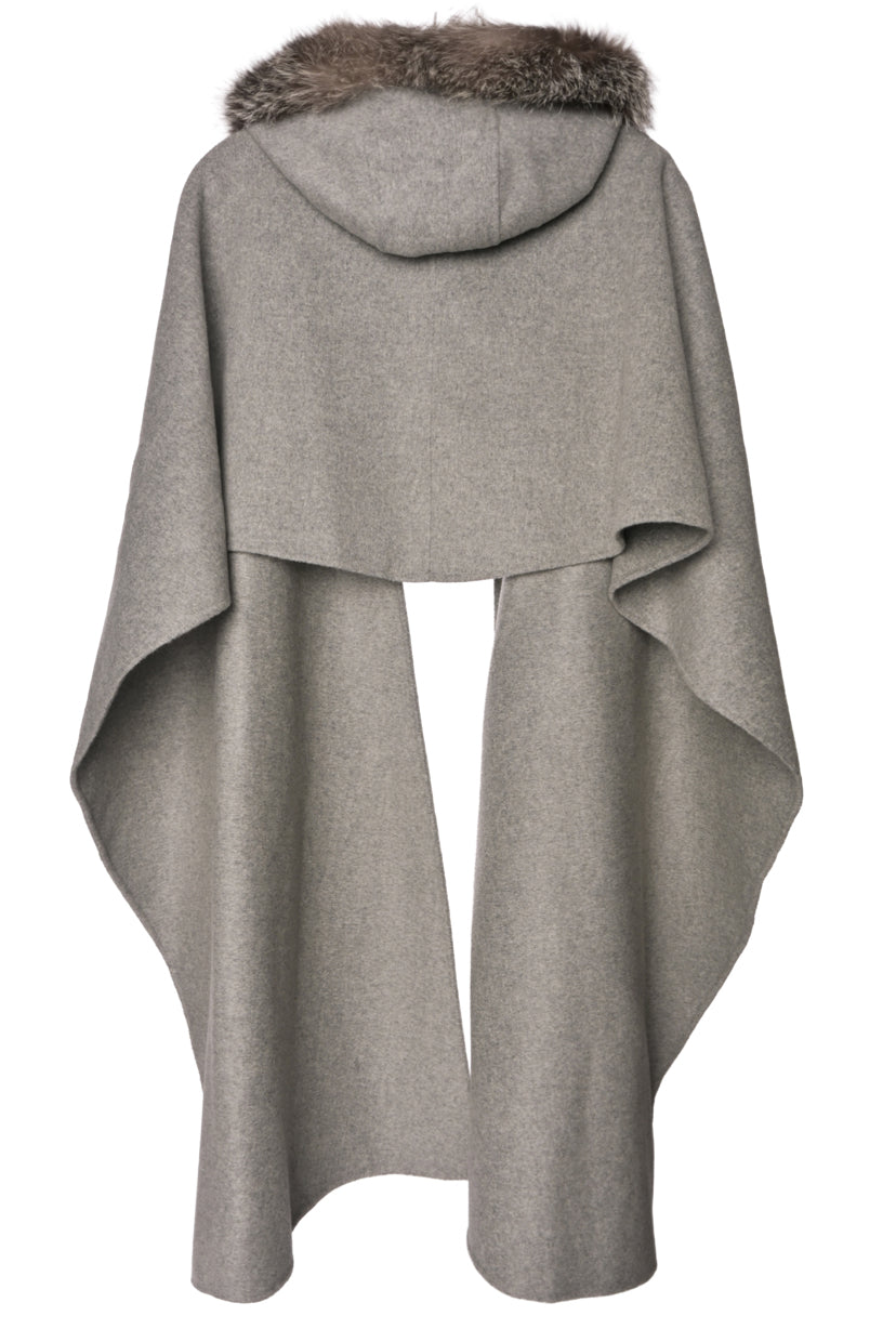 Mackage Size OS Wool & Cashmere Fox Fur Hooded Shawl