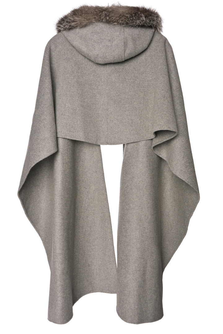 Mackage Size OS Wool & Cashmere Fox Fur Hooded Shawl