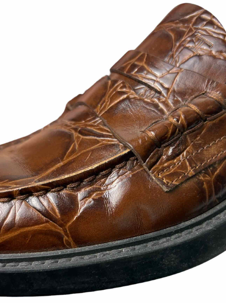 Tod's Size 37  Croc Embossed Leather Loafers