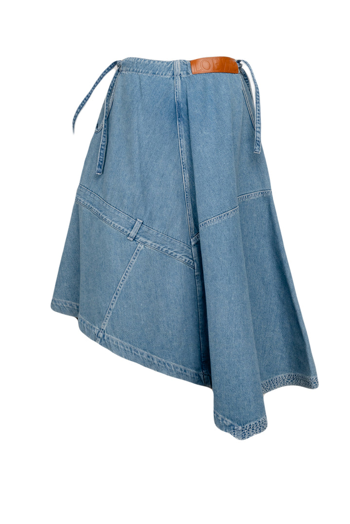 Loewe Size 36 Patchwork Asymmetrical Denim Skirt