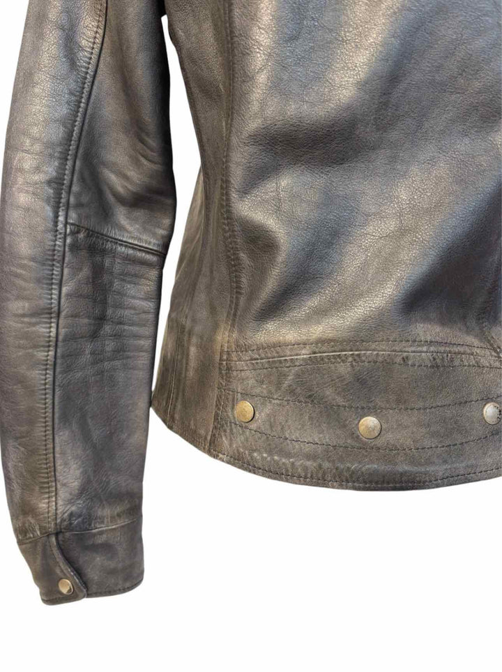 Golden Goose Size L Distressed Leather Moto Jacket