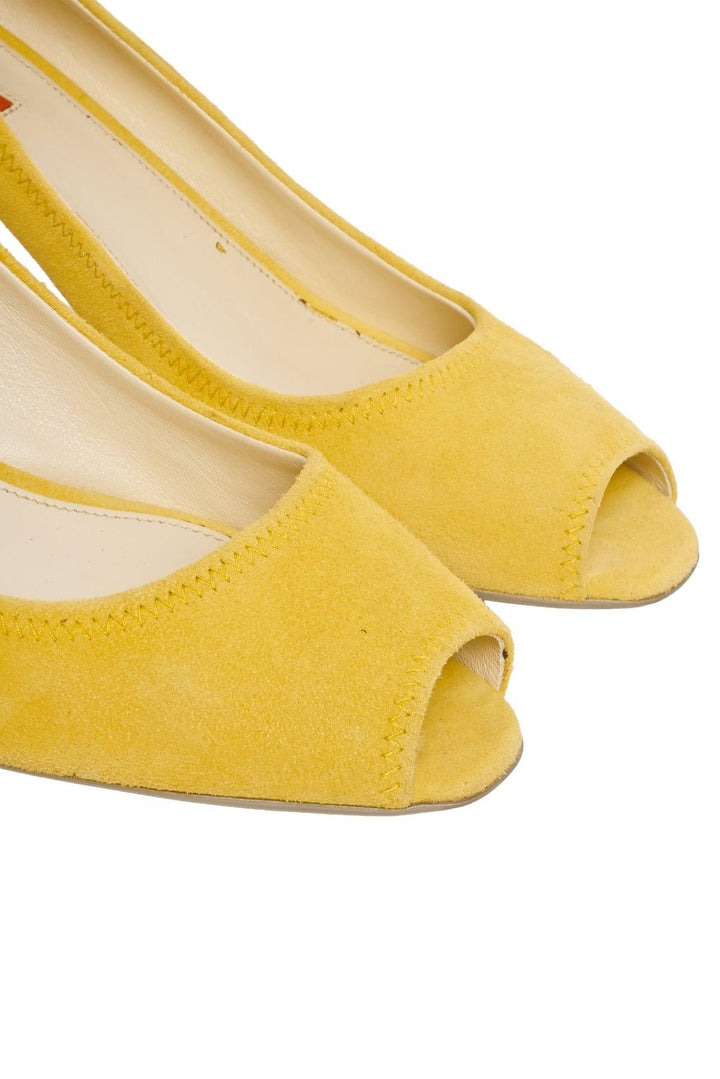 Prada Size 39 Suede Open Toe Pumps