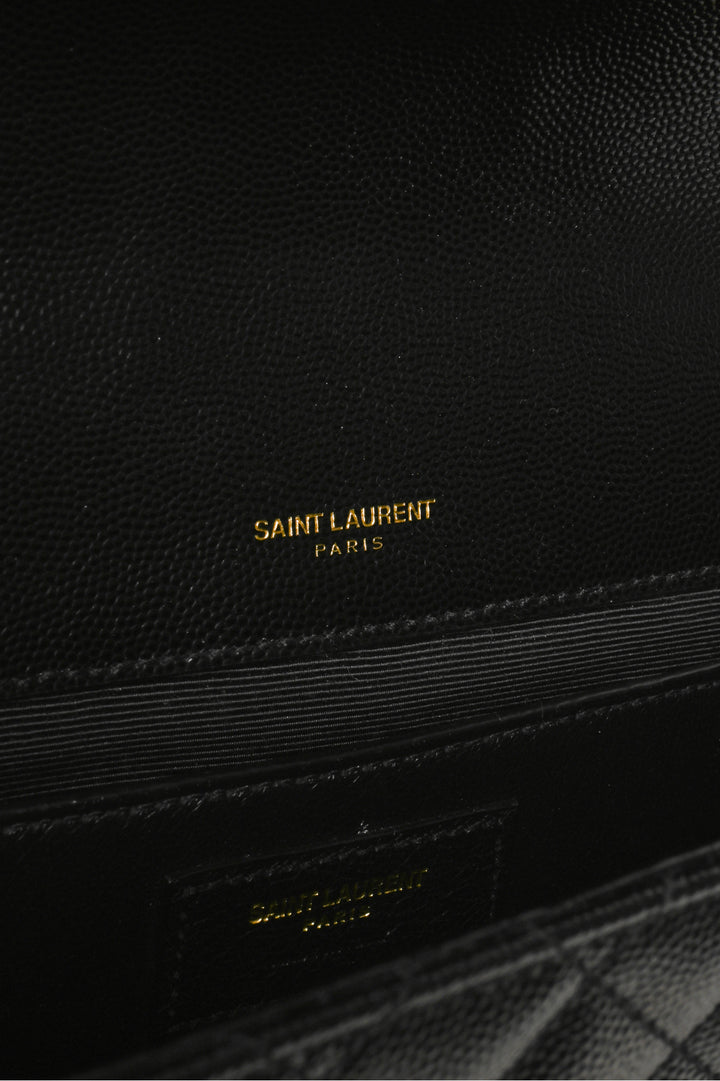 Saint Laurent 2019 Medium Quilted Grain De Poudre Leather Envelope Shoulder Bag