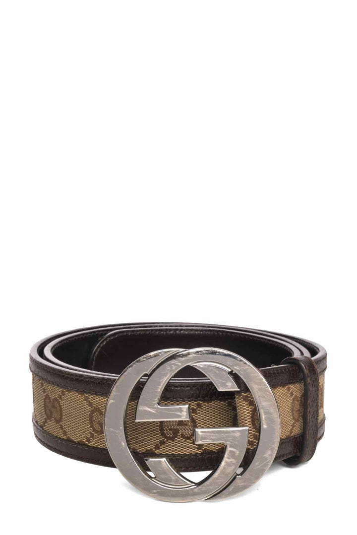 Gucci Size 36 GG Monogram Canvas Belt
