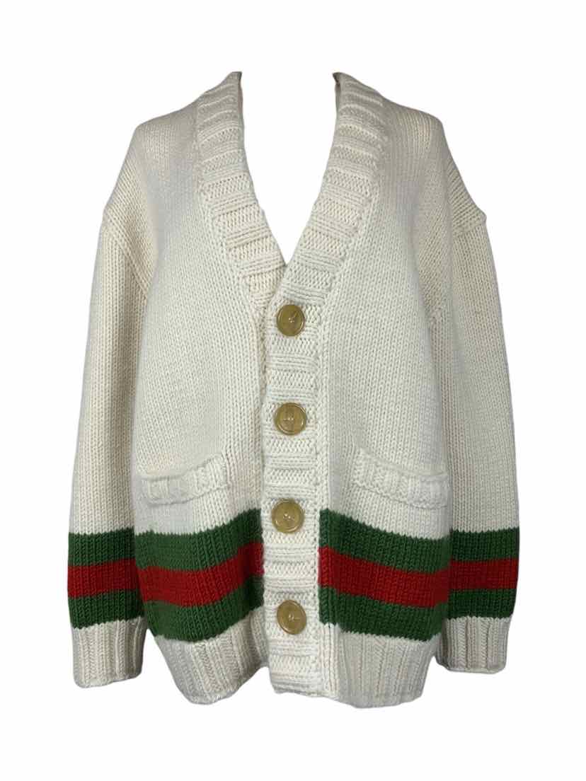 Gucci Size M Web Wool Cardigan