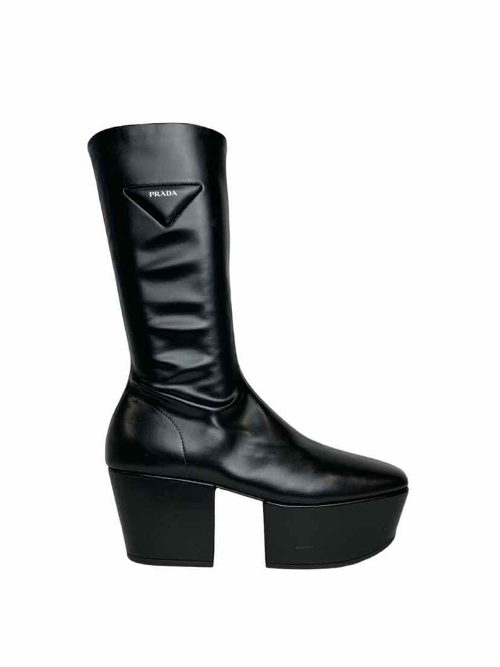 Prada Size 39 Nappa Tech Logo Platform Boots