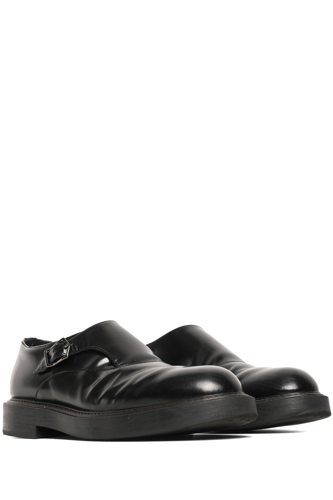 Emporio Armani Mens Shoe Size 8.5 Brushed Leather Monkstraps Loafers